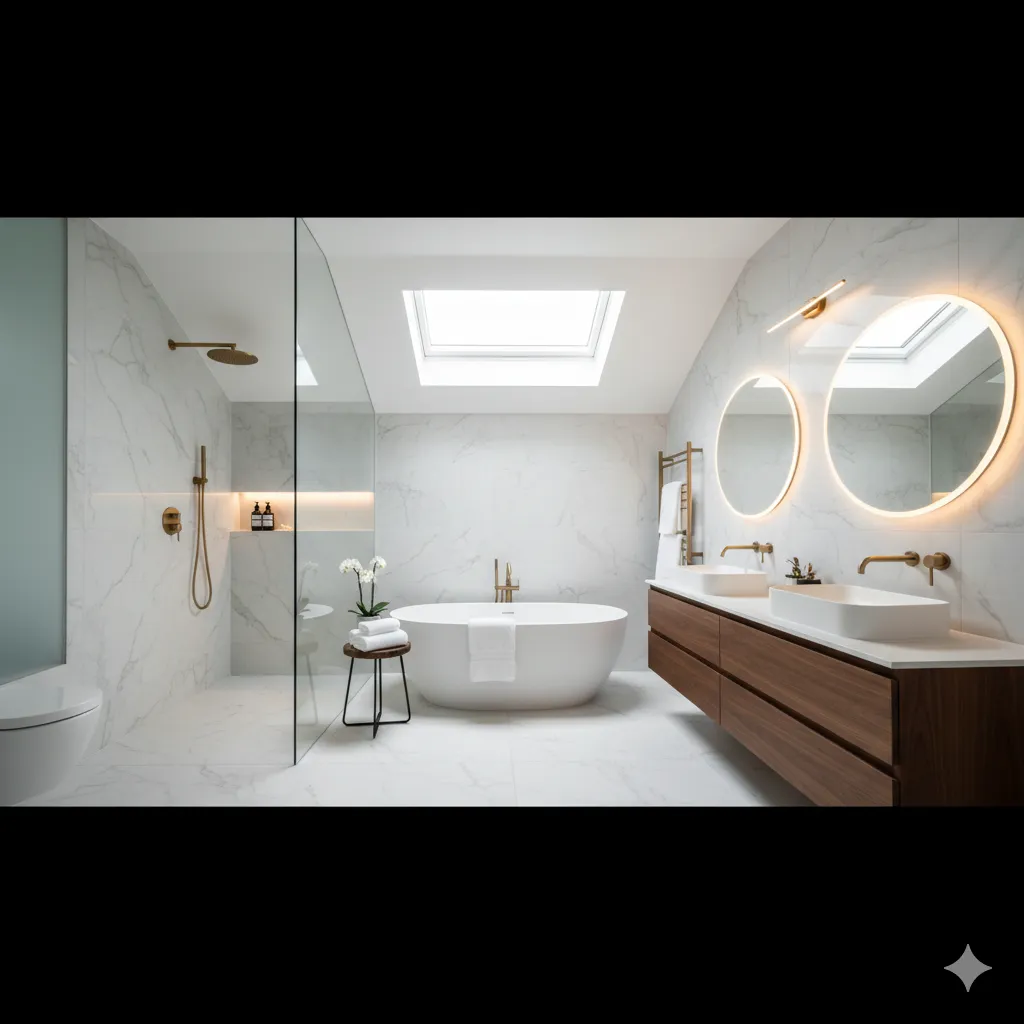 Luxury bathroom renovation showcasing modern design